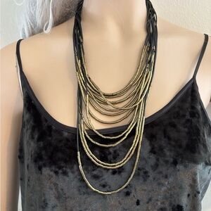 Natasha Black and Gold Multi-Strand Necklace